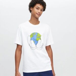 KAWS White Tee with Earth Graphic
